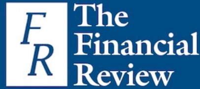 A blue banner with the words " the financial review ".